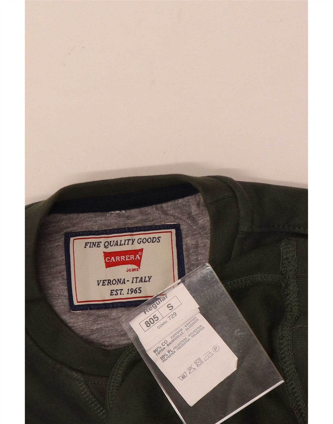 Carrera Herre Grafisk Sweatshirt Jumper Small Khaki Bomuld