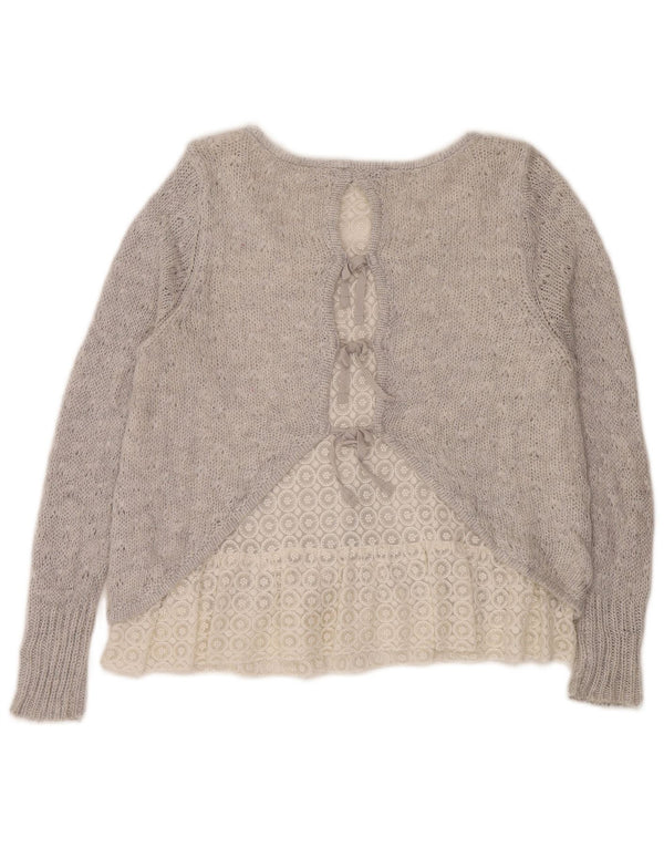 MINT FLØJEL Dame Boat Neck Jumper Sweater UK 16 Stor Grå Akryl