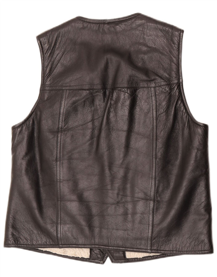 Vintage herre lædervest medium sort