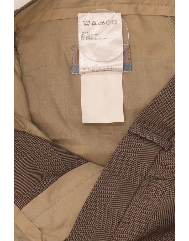 Marks & Spencer Herre Pegged Suit Bukser W34 L31 brun ternet polyester