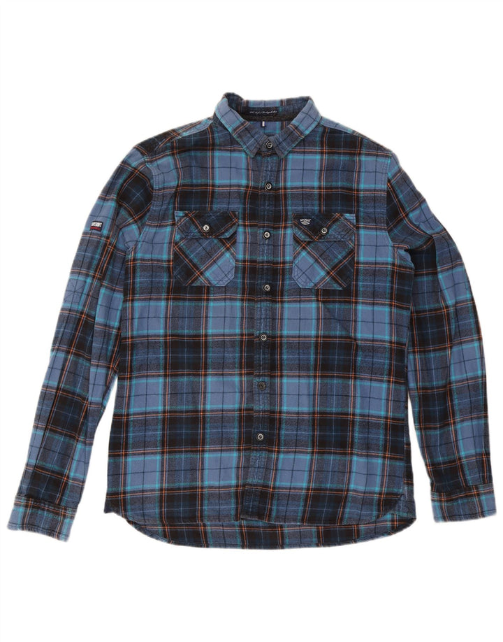Superdry Flanelskjorte til mænd XL marineblå ternet bomuld