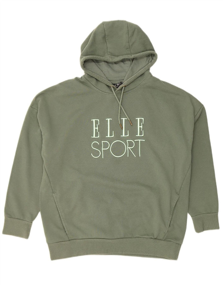 ELLE SPORT Mens Graphic Hoodie Jumper Large Green Polyester