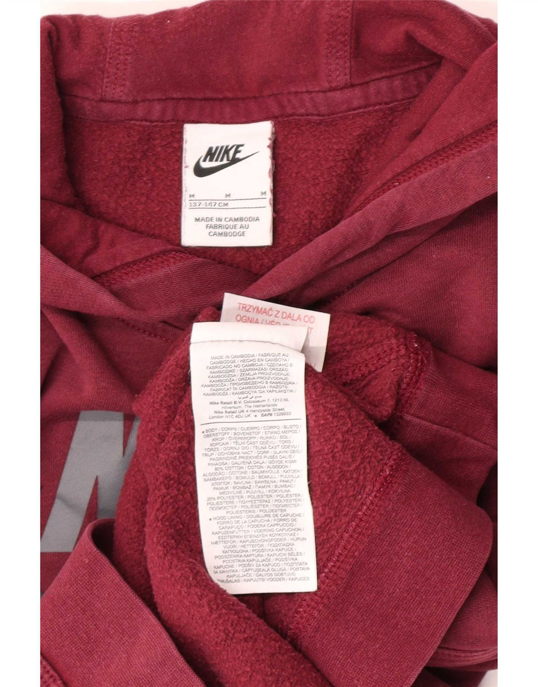 Nike drenge grafisk hættetrøje 10-11 år medium rødbrun bomuld