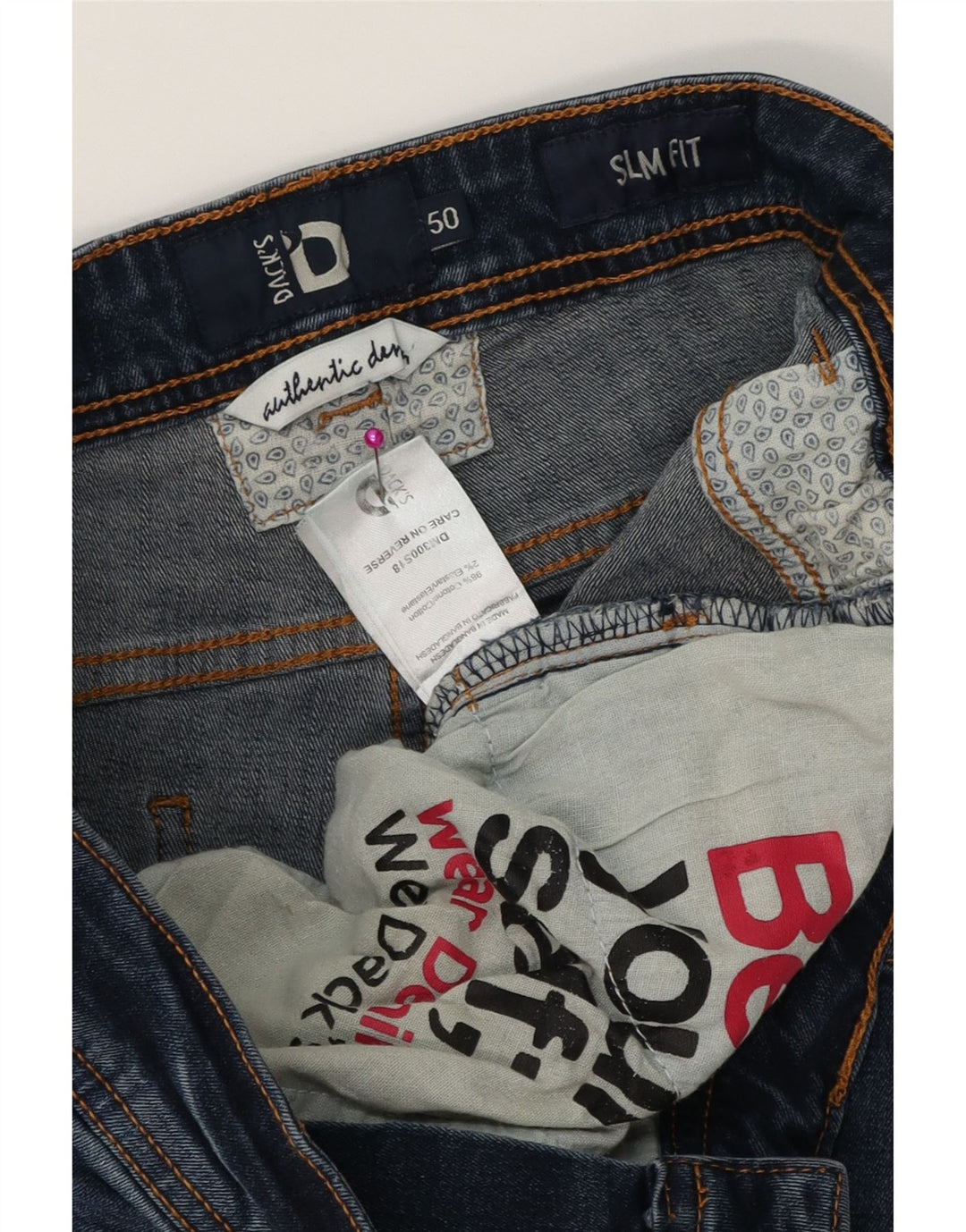 DACK'S Herre Slim Jeans IT 50 Large W34 L32 Blå Bomuld