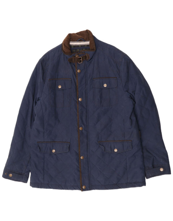 Crew Clothing Mens Quilted Jacket UK 46 3XL Navy Blue Cotton