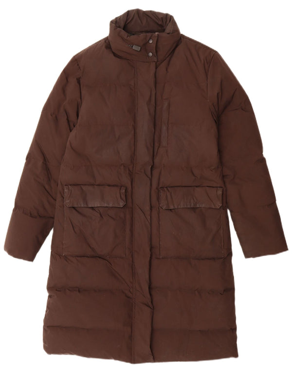 Aspesi Dame Hætte Polstret Frakke UK 14 Medium Brun Nylon