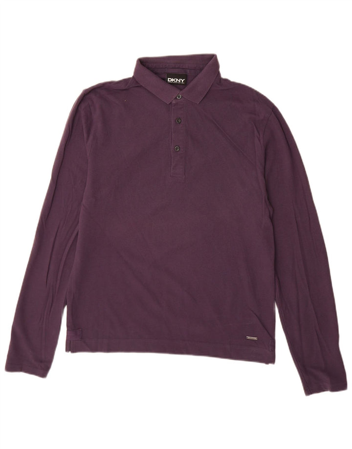 DKNY Langærmet poloshirt til mænd Medium lilla bomuld