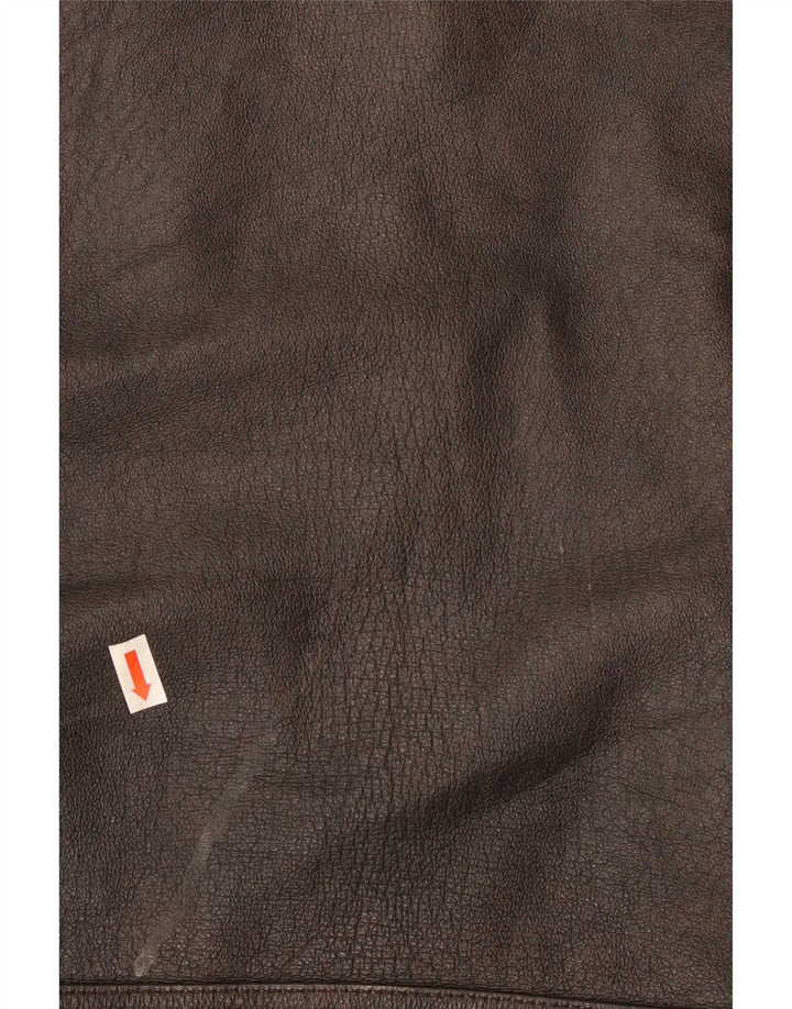 Vintage Herre grafisk læder Flight Aviator Jacket UK 40 Large Brown