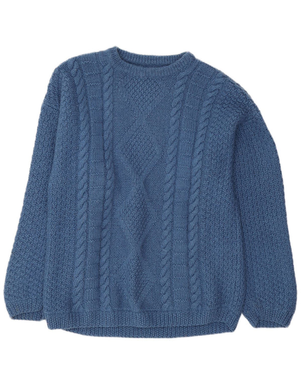 Vintage Herre Boat Neck Jumper Sweater Medium Blue