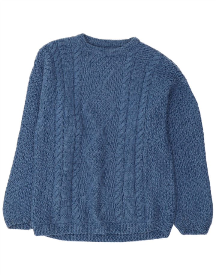 Vintage Herre Boat Neck Jumper Sweater Medium Blue
