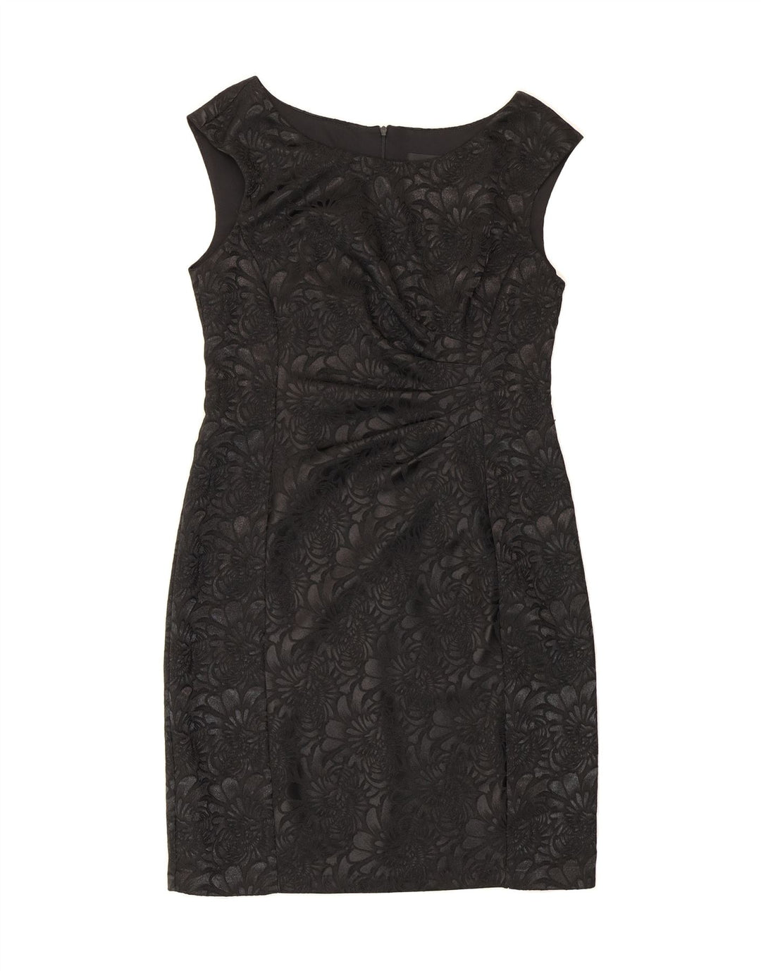 VINTAGE Womens Sleeveless Sheath Dress UK 12 Medium Black Floral Polyester Vintage Vintage and Second-Hand Vintage from Messina Hembry 