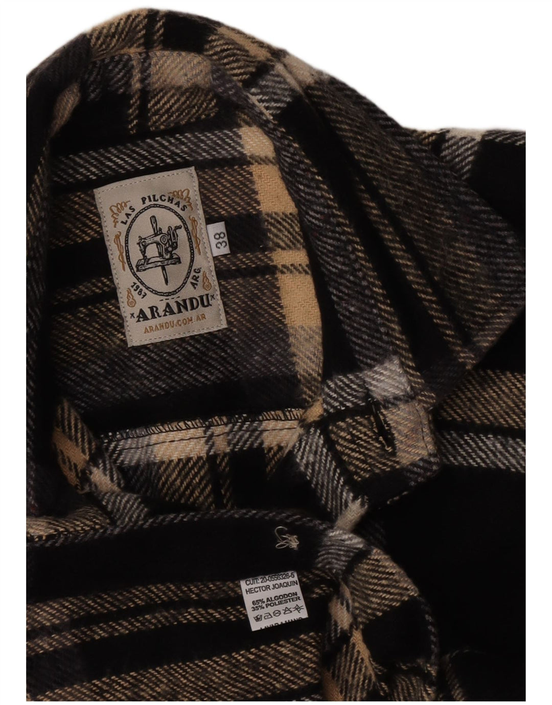 Vintage herre flannel skjorte størrelse 38 Medium sort ternet bomuld
