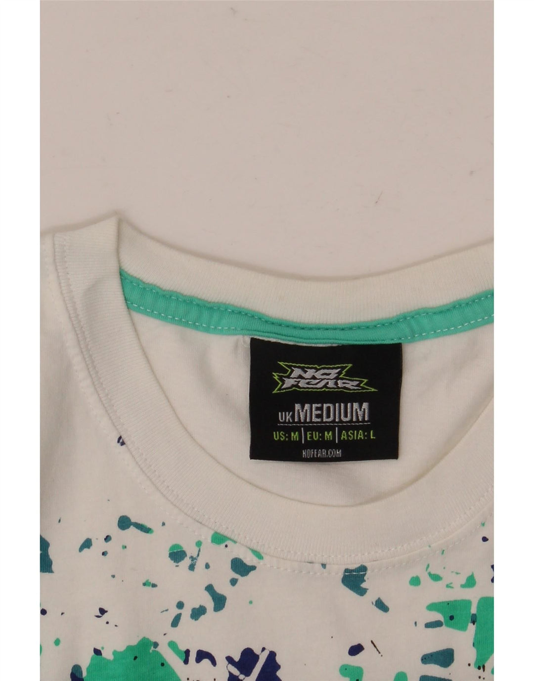 NO FEAR Herre T-shirt med grafisk print Top Medium Hvid