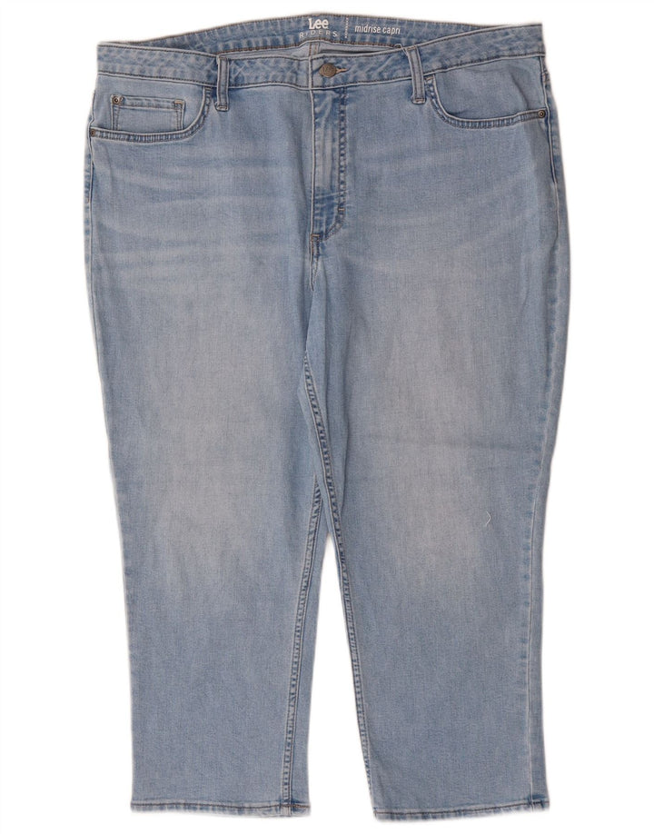 LEE dameryttere mellemhøje capri jeans US 20 3XL W40 L23 blå bomuld