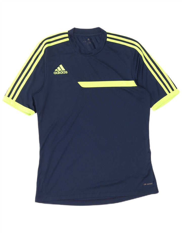 ADIDAS Herre Climacool T-Shirt Top Medium Navy Blue Colourblock Polyester