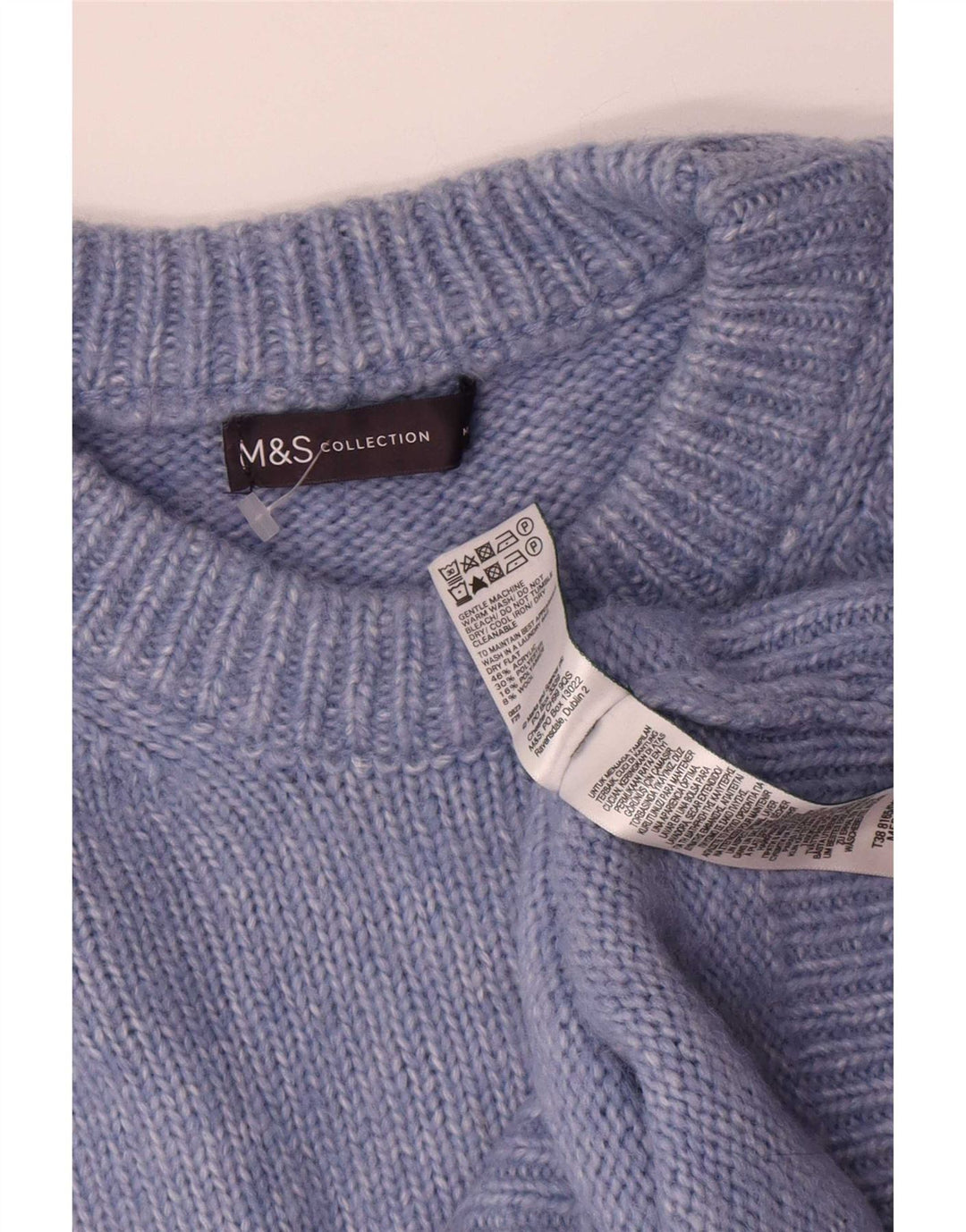 Marks & Spencer dame sweater med rund hals i overstørrelse UK 14 Medium Blue