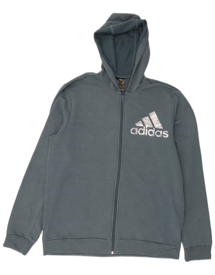 Adidas Herre grafisk hættetrøje med lynlås mellemblå bomuld