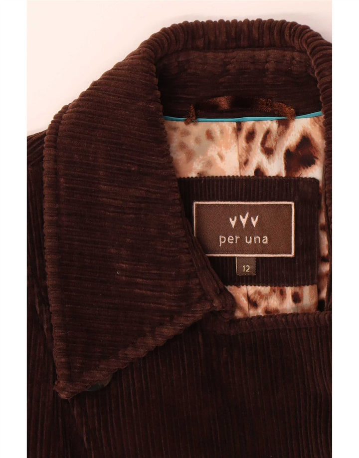 Marks & Spencer Dame Per Una Corduroy Ærtefrakke UK 12 Medium Brun Bomuld