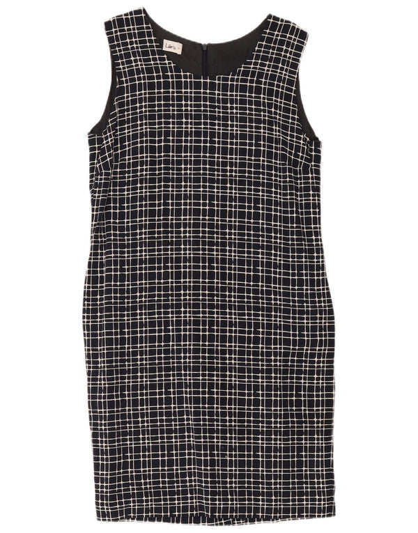 Libra Womens Ærmeløs Skede Kjole UK 14 Medium Navy Blue Ternet Bomuld