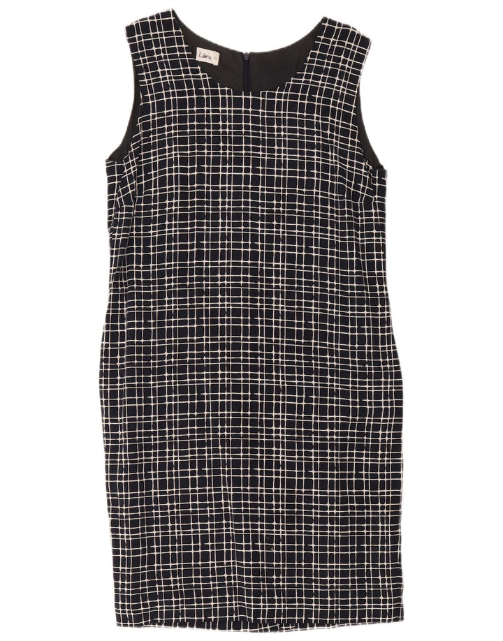 Libra Womens Ærmeløs Skede Kjole UK 14 Medium Navy Blue Ternet Bomuld