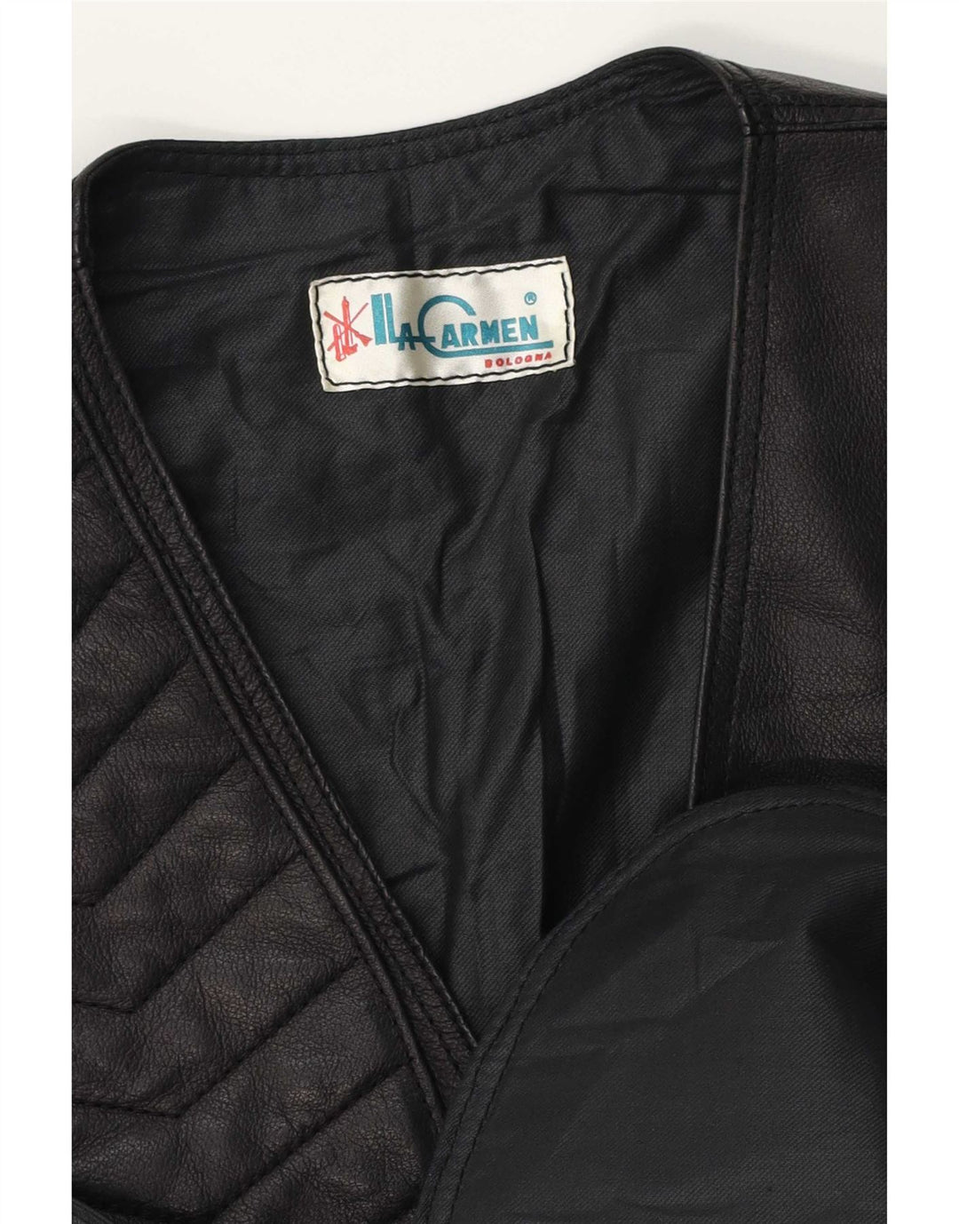 Vintage Dame Læder Gilet UK 14 Medium Sort