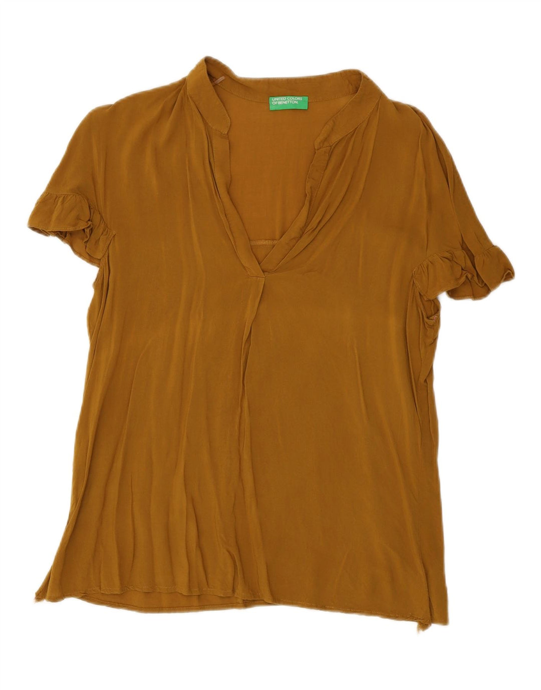 BENETTON Womens Blouse Top UK 14 Medium Khaki