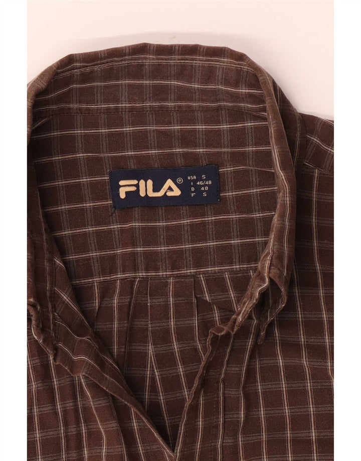 Fila Herre Regular Fit Flannel Shirt IT 46/48 Small Brown Plaid