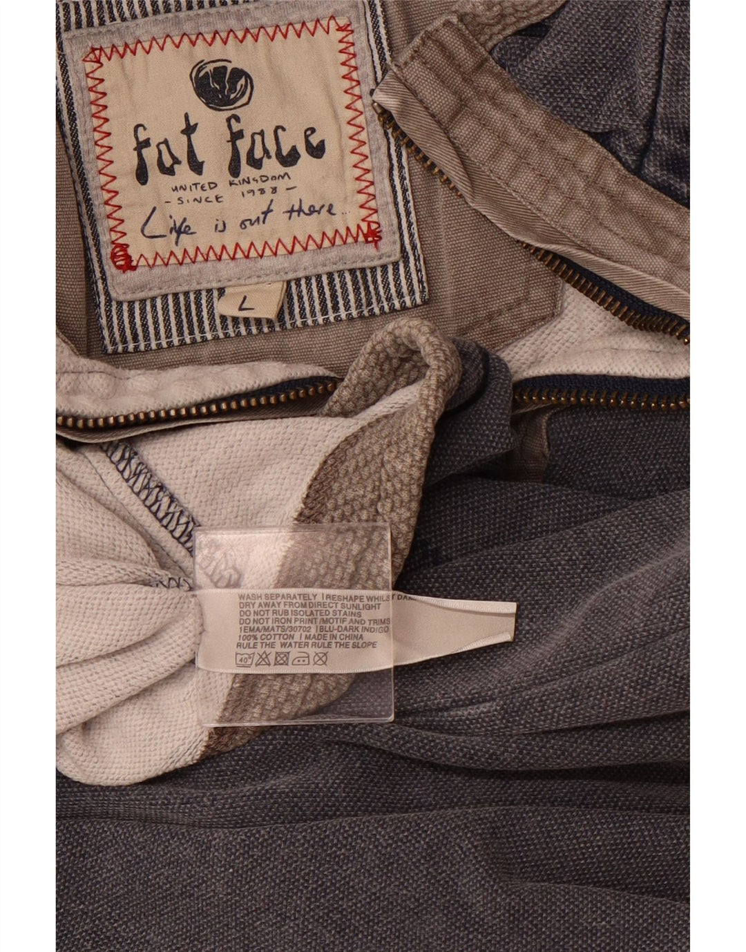 Fat Face Herre Zip Neck Sweatshirt Jumper Stor Grå Bomuld