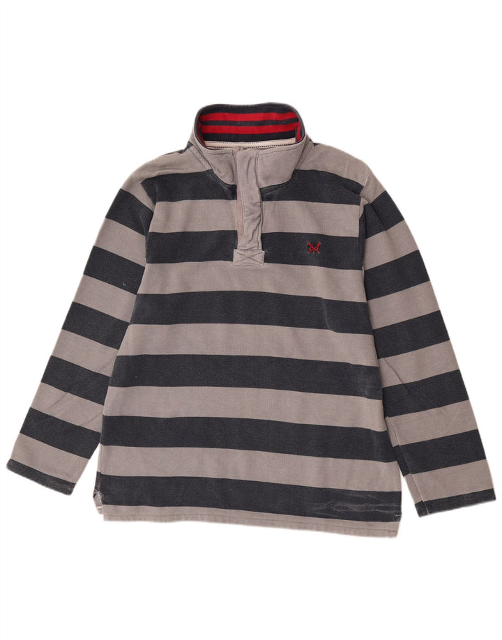 Besætningstøj Herre Zip Neck Sweatshirt Jumper Medium Grå Stribet