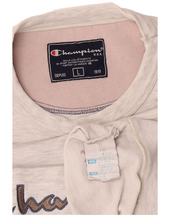 Champion Herre Grafisk Sweatshirt Jumper Large Grå Flecked Bomuld