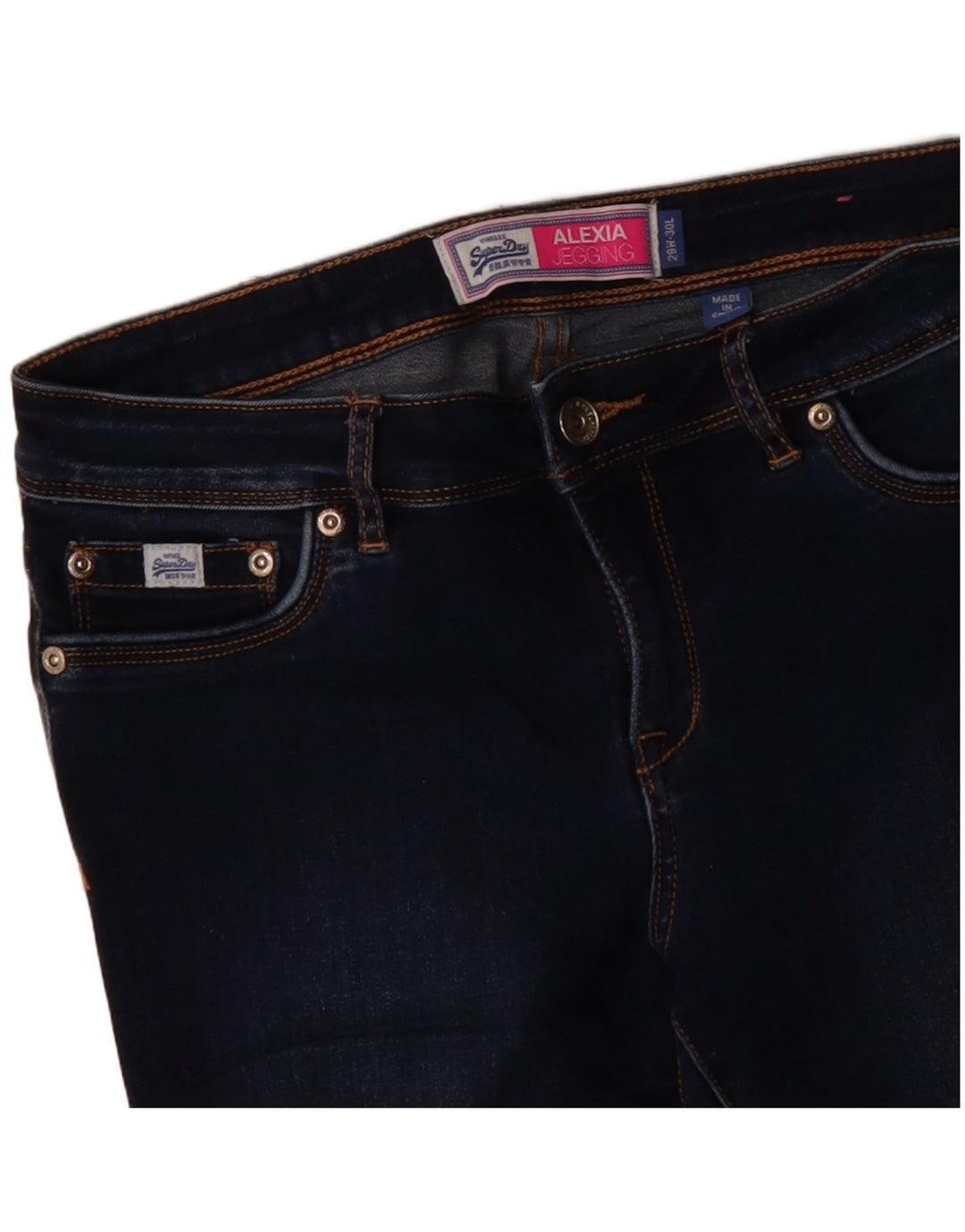 SUPERDRY Dame Alexia Jegging Jeans W29 L30 Marineblå Bomuld