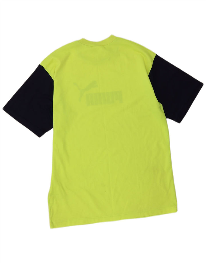 Puma Herre grafisk T-shirt Top Stor Gul Colourblock Polyester