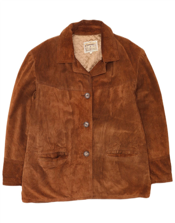 Vintage dame ruskindsjakke UK 16 Stor brunt læder