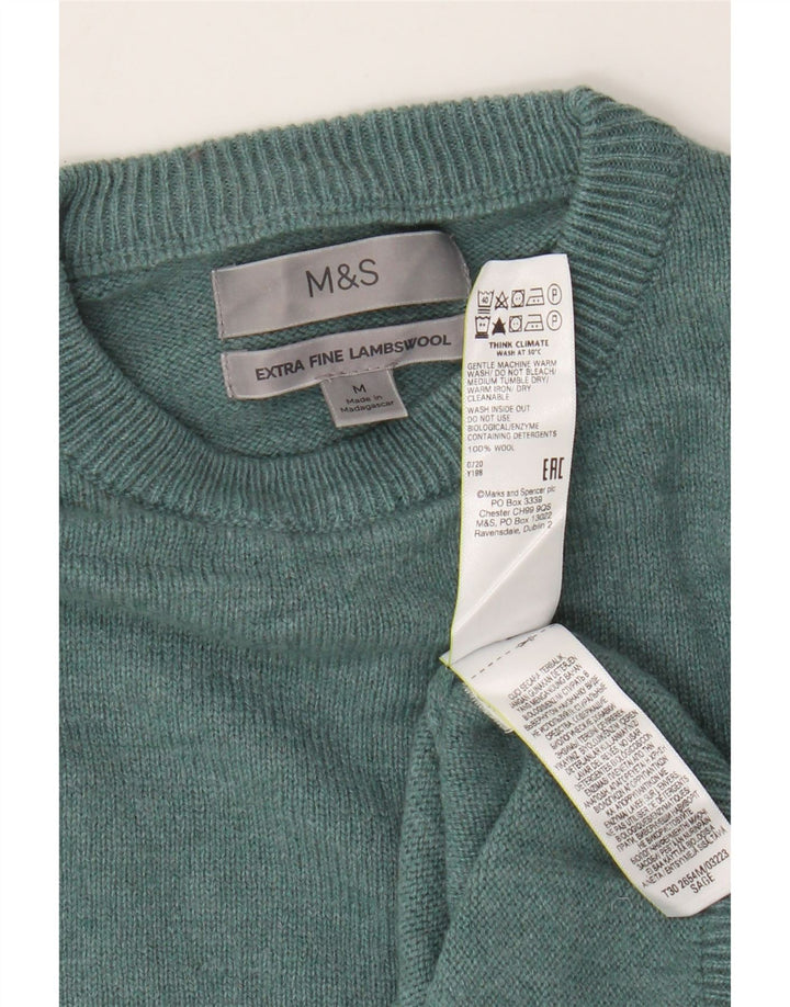 Marks & Spencer Herre sweater med rund hals, mellemgrøn lammeuld