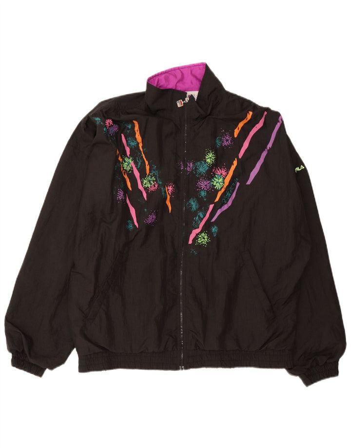 Fila Womens Oversized træningsdragt Topjakke IT 46 Large Black Floral