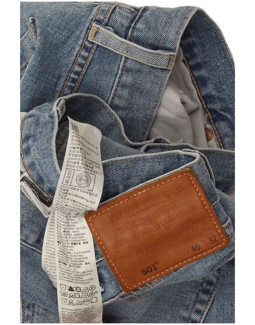 Levi's Herre 501 lige jeans W40 L32 blå bomuld
