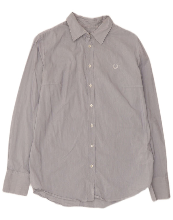 FRED PERRY Dameskjorte UK 18 XL Blå nålestribet bomuld