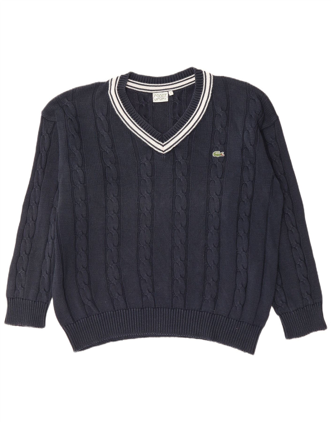LACOSTE Herre V-hals sweater str. 6 XL Marineblå bomuld