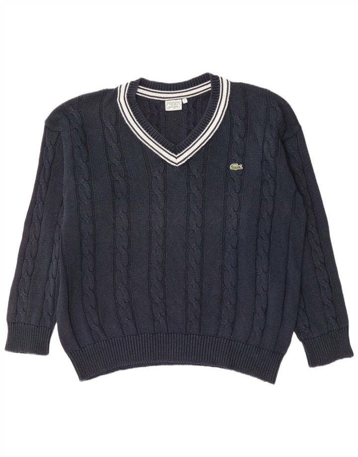 LACOSTE Herre V-hals sweater str. 6 XL Marineblå bomuld