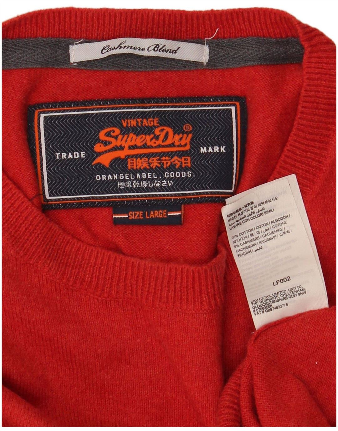 Superdry Herre sweater med rund hals, stor rød bomuld