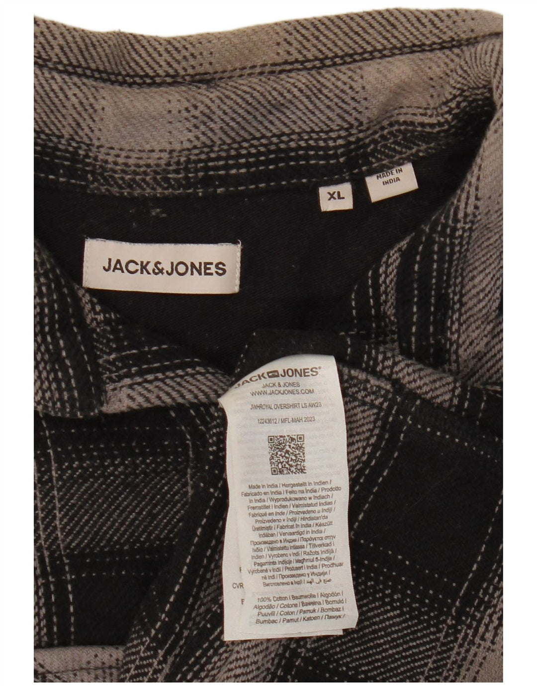 JACK & JONES Herre Flanellskjorte XL Sort Ternet Bomuld