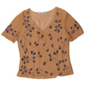 Jacques Vert Damebluse Top UK 12 Medium Beige Floral Polyester