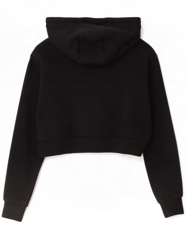 Ellesse Womens Graphic Crop Hoodie Jumper UK 8 Small Black Bomuld
