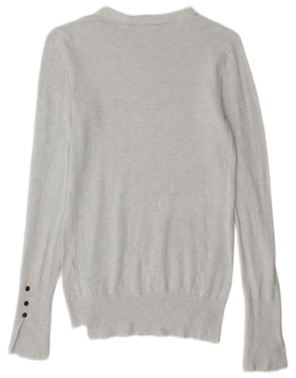 Zara Womens Boat Neck Jumper Sweater UK 8 Small Grey Flecked Viscose