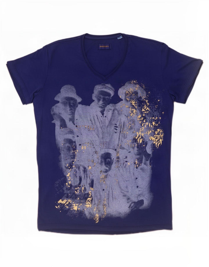 Diesel Herre Grafisk T-Shirt Top Stor Blå