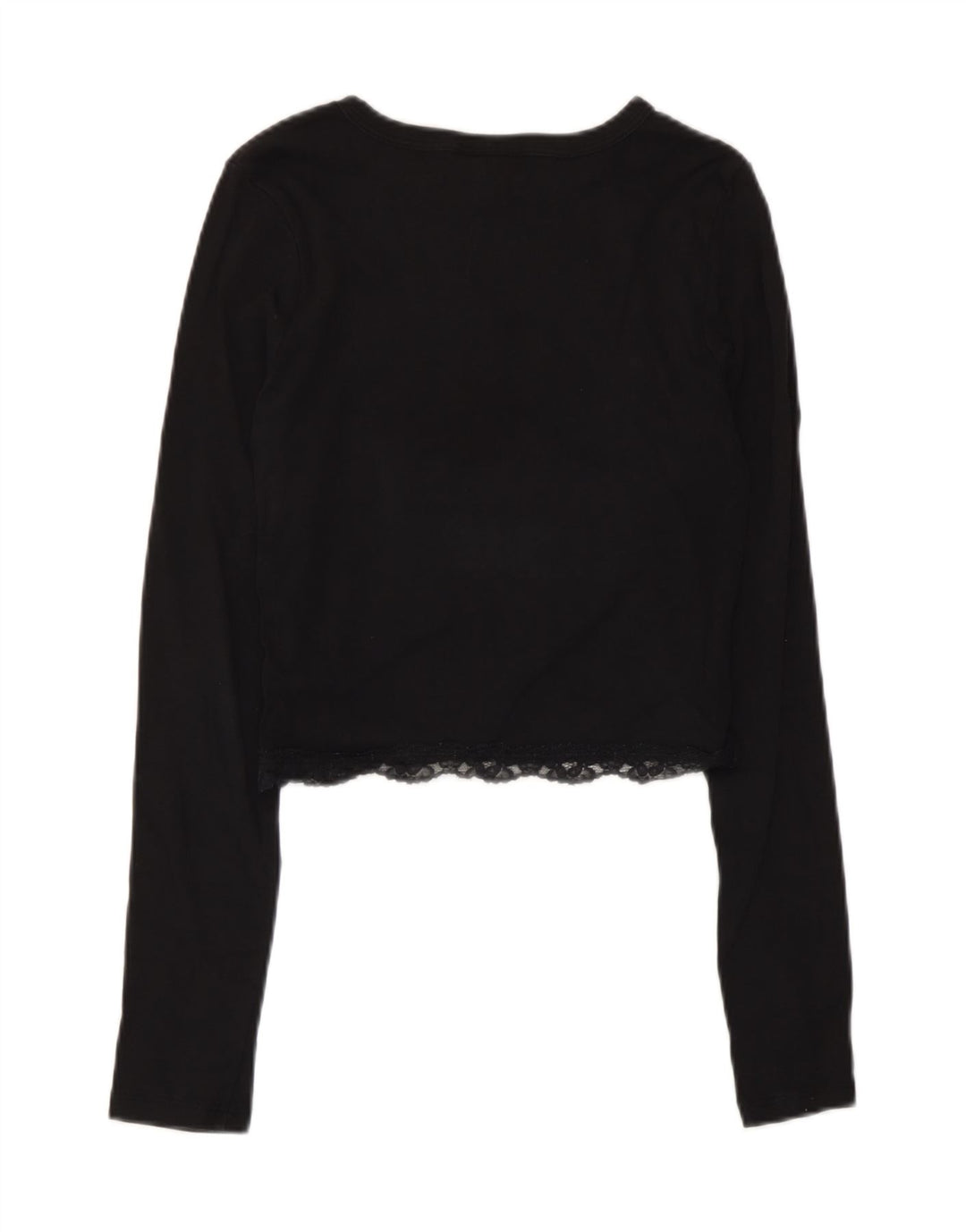 Topshop Dame Crop Top Langærmet UK 10 Lille Sort