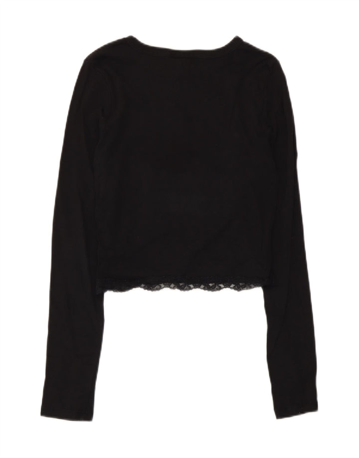 Topshop Dame Crop Top Langærmet UK 10 Lille Sort