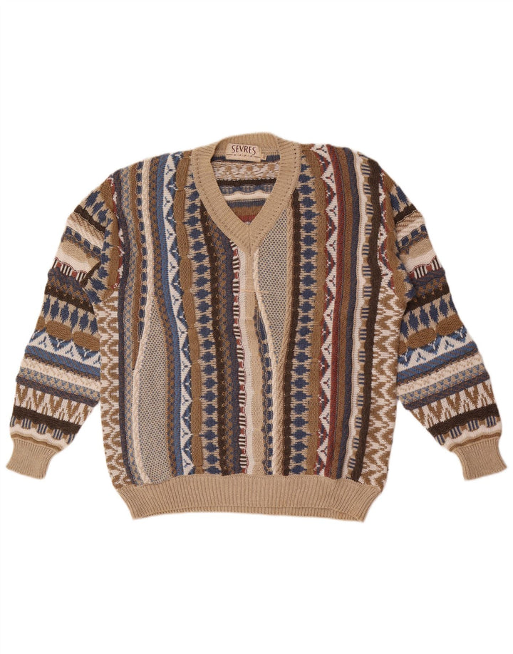 Sevres Herre V-hals sweater IT 50 Medium Flerfarvet Geometrisk