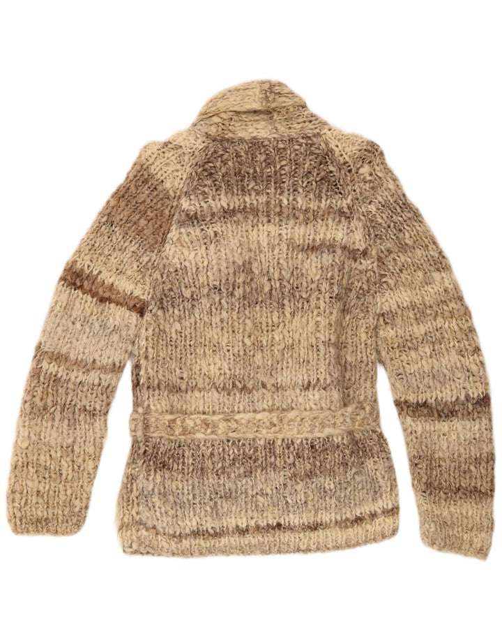 Vintage dame cardigan sweater UK 12 medium brun stribet