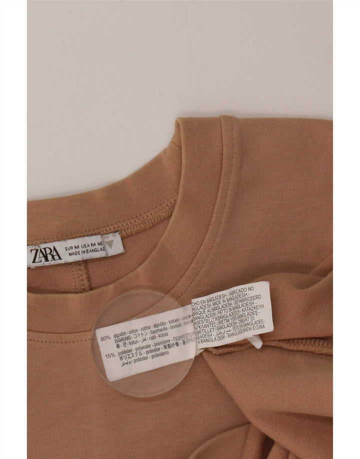 Zara Herre T-shirt Top Medium Beige Bomuld